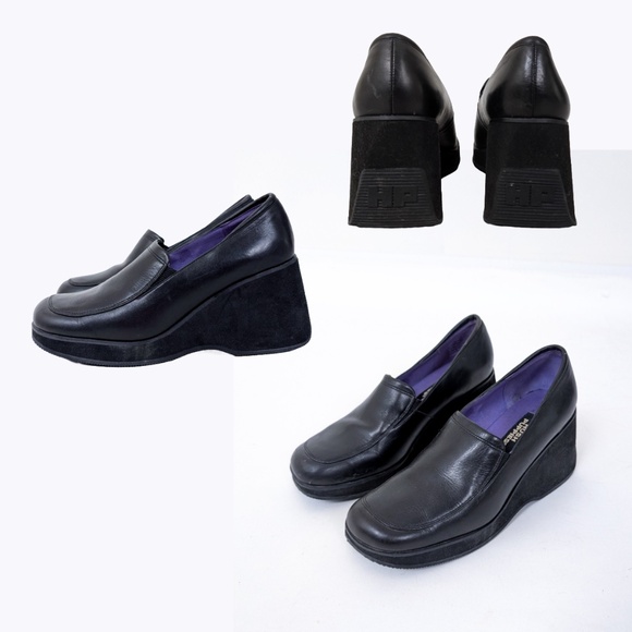 Hush Puppies Wedges Loafers Square Toe Foam Vintage 90s Y2K - Picture 1 of 11